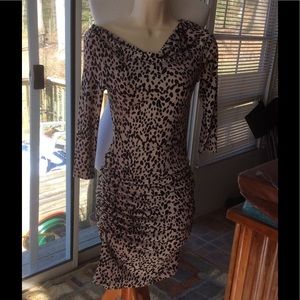 Jennifer Lopez Black and Cream Midi Dress